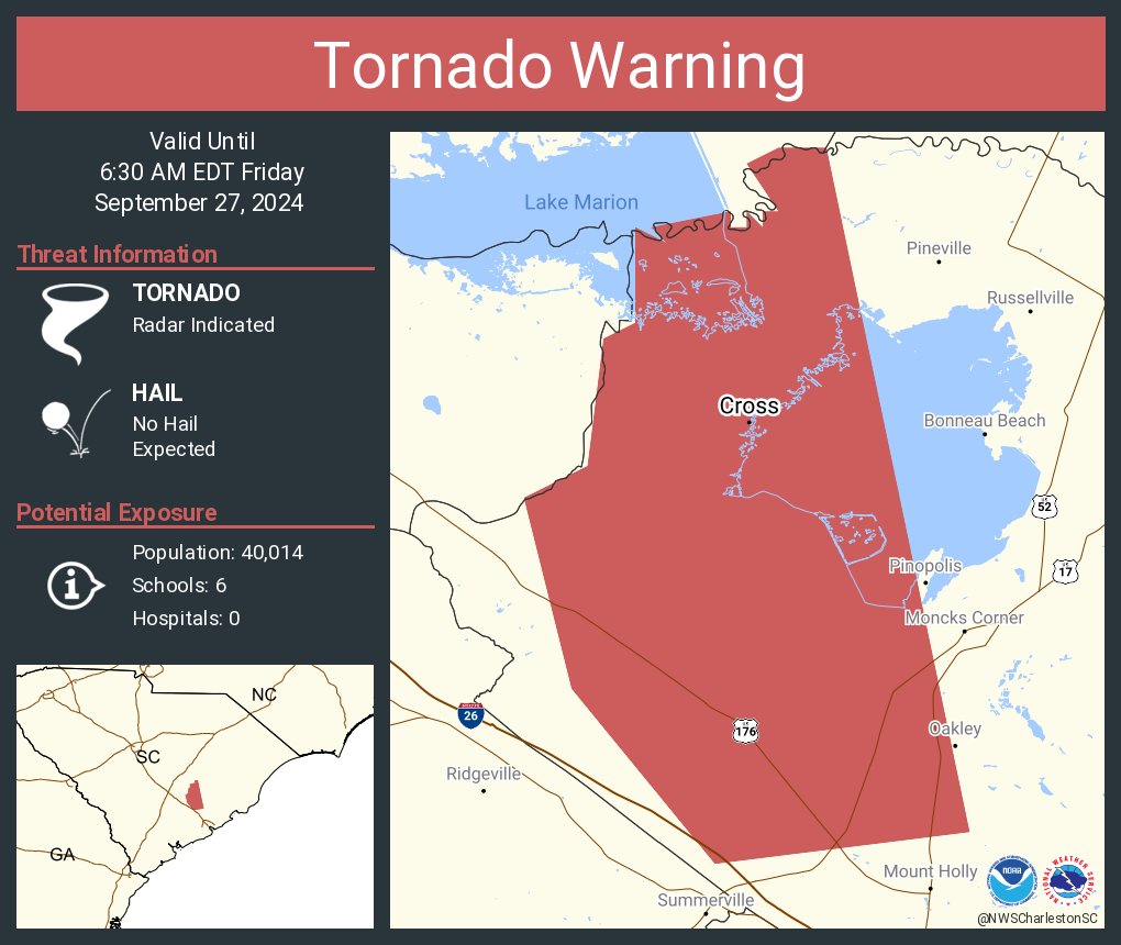 Tornado Warning including Cross SC until 6:30 AM EDT