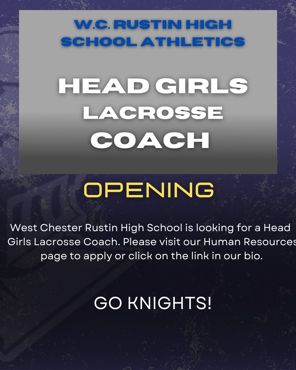 WC Rustin is looking for a Head Girls Lacrosse Coach, interested candidates can apply here: wcasd.tedk12.com/hire/index.aspx