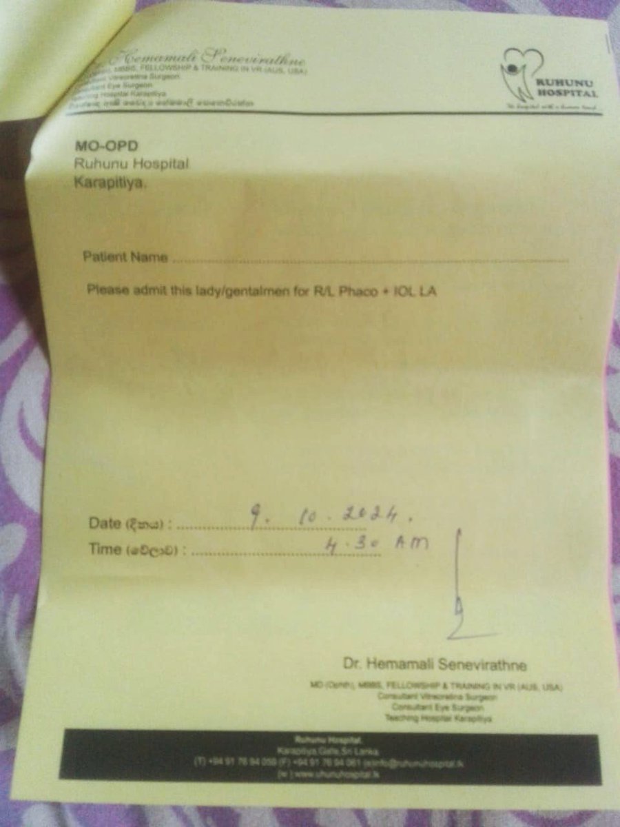 munza14's tweet photo. 74-year-old Silavati from Galle urgently needs eye surgery. The government hospital waitlist is long, & she has to undergo immediate surgery.
Her son, a peon cannot afford the full LKR 150,000.
#RupeeFund is raising LKR 50,000.
If you'd like to donate, please DM π
#LKA #SriLanka https://t.co/3mGEzr6ww3