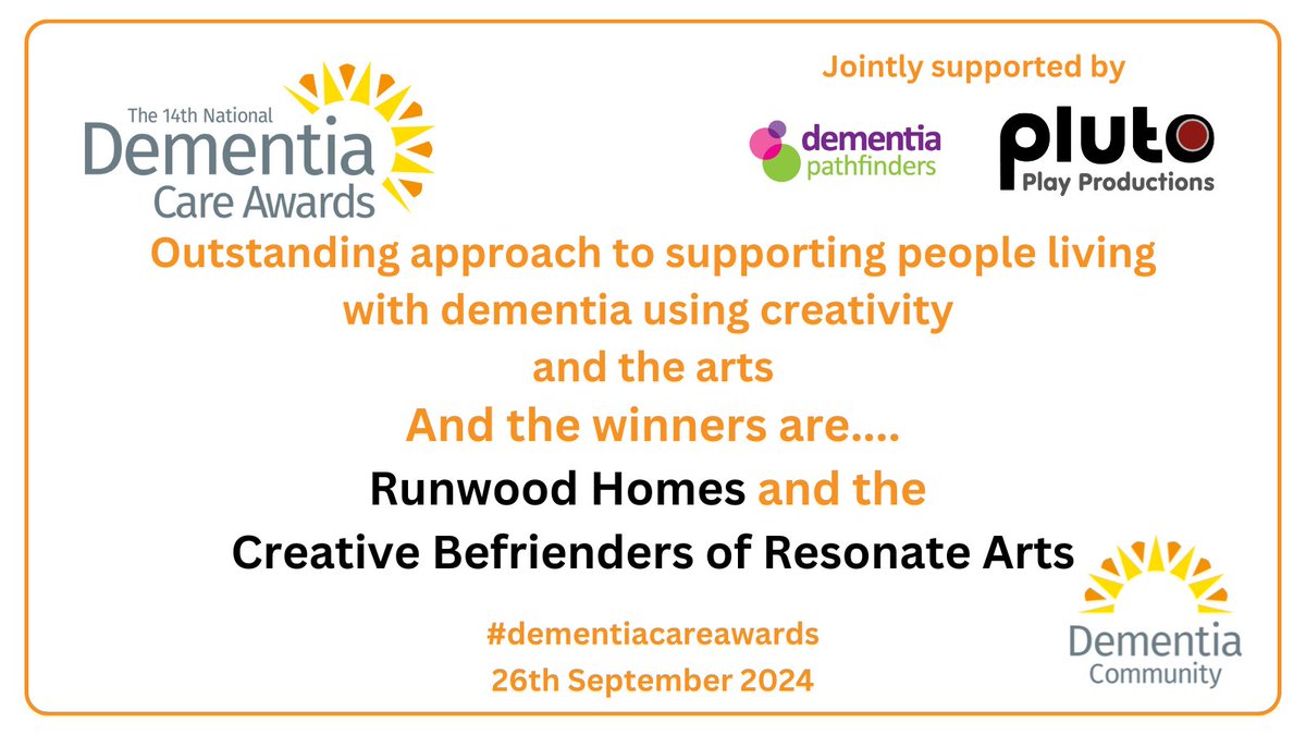📣We won an award at the National Dementia Care Awards for our Creative Befriender programme!! And we were finalists in the Inclusive Care in our Diverse Society Category! A huge shout out to all our incredible volunteer befrienders, the work you do is very special!
