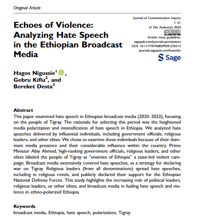 TeklehaymanotG's tweet photo. Hate speech in the context of #TigrayGenocide 
"PM Abiy Ahmed, high-ranking government officials, religious leaders, and other elites labeled the people of Tigray as “enemies of Ethiopia” [for] a state-led violent campaign. https://t.co/A9HXd8pSIc