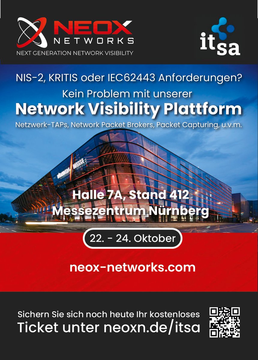 Auch dieses Jahr gilt mal wieder, je bunter das Laub, je näher die it-sa.

Und wenn auch Sie zu ihren Besuchern zählen sollten, würden wir uns freuen Sie an unserem Stand begrüßen zu dürfen.

#nis2 #kritis #iec62443 #observability #cybersecurity