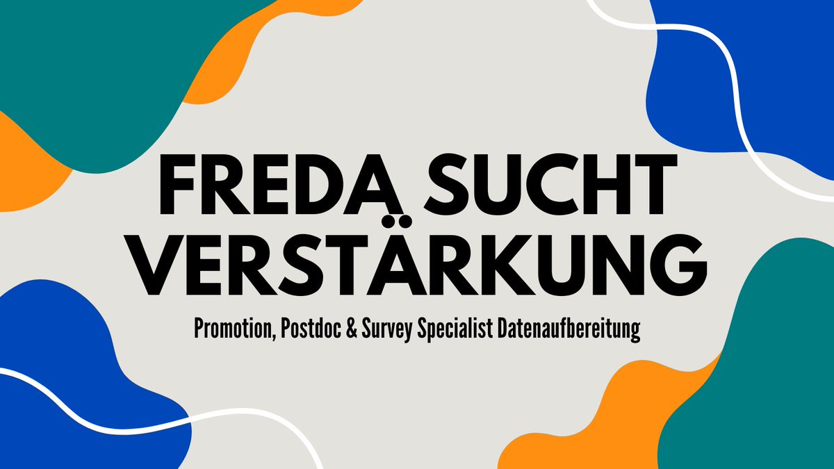 FredaPanel's tweet photo. #GESIS sucht Verstärkung für das Projekt #FReDA! Aktuell sind drei Stellen an den Standorten Mannheim und Köln ausgeschrieben:
🔹PostDoc: https://t.co/FLZz2Oerim
🔹Promotion: https://t.co/X5Zi7di1GN
🔹Survey Specialist Datenaufbereitung: https://t.co/F3ORco8SYU
Jetzt bewerben! https://t.co/yRWdFCJnqr
