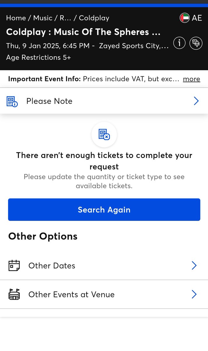 nOMad_sainemoon's tweet photo. When finally its my turn for queuing for added new show it's already not enought tickets . .... whaaaaaaat .. they just announce this 1 hour ago .... i cannot 😭😭😭😭😭
#Coldplay #ColdplayAbuDhabi #TicketmasterAE https://t.co/QSq9u5dsOj
