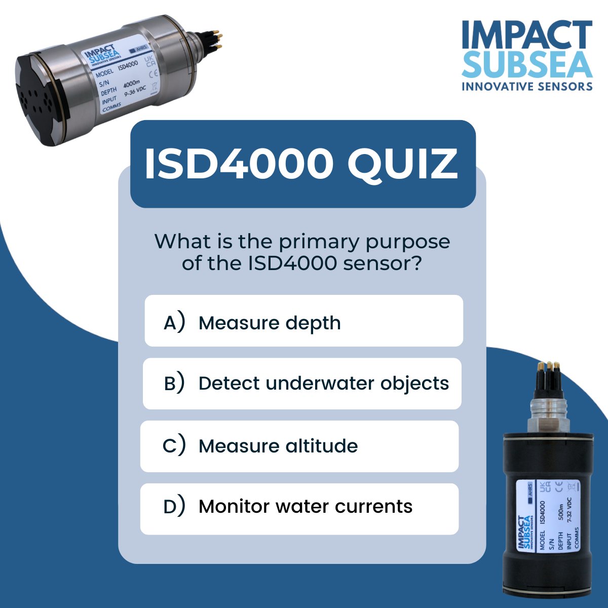 ImpactSubsea's tweet image. Week 3 is complete! Time to test your depth sensor knowledge! 🌊

Take our quick quiz and share your results: bit.ly/4dh0g6i

#SubseaAcademy #ISD4000 #DepthSensors