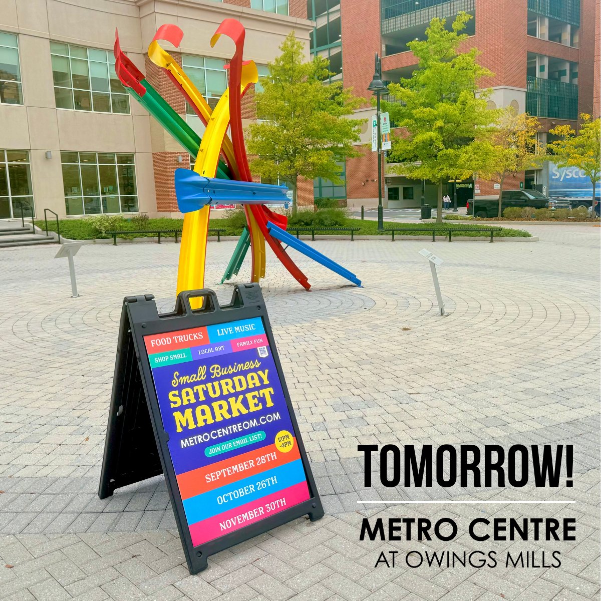 Tomorrow kicks off the Small Business Saturday Series at Metro Centre! 🌟

🎉 Free Small Business Saturday Event 🎉
🗓️ September 28, 2024 • 12:00 - 4:00 PM
📍Metro Centre at Owings Mills
🌐 metrocentreom.com/events