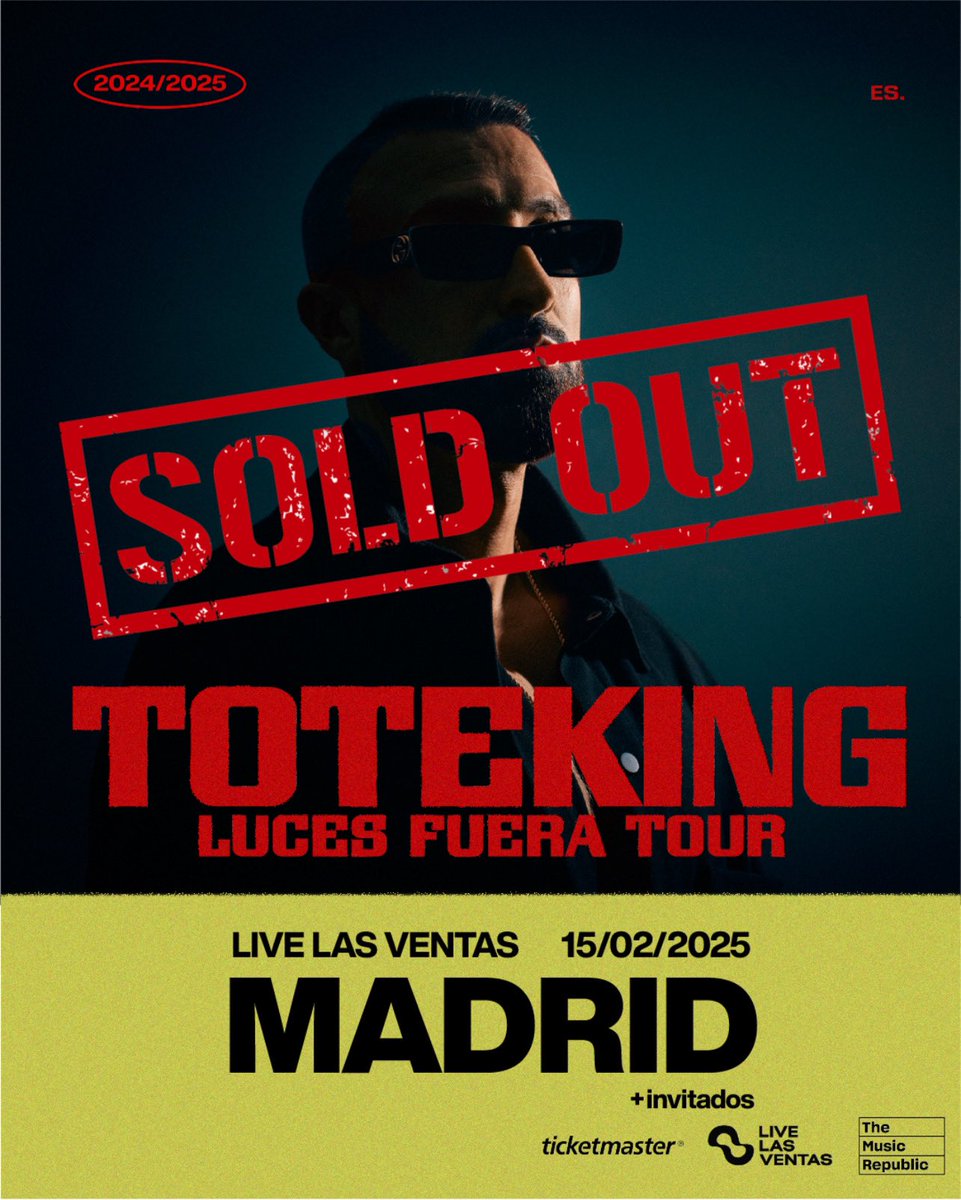 T O T E K I N G (@totekingoficial) on Twitter photo Entradas agotadas en Las Ventas Live Madrid. Gracias familia. Los invitados que vendrán serán <a href="/BOBBBY021/">DOLOREN€FECTIVO</a>, <a href="/Pekeuno1/">PEKEÑO, THE THIRD</a>, <a href="/midasalonso/">MIDAS ALONSO</a>, <a href="/CdcReality/">Reality_cdc</a>, Elio Toffana y un par de artistas más. ¡Os veo en febrero por allí! Entradas agotadas en Las Ventas Live Madrid. Gracias familia. Los invitados que vendrán serán <a href="/BOBBBY021/">DOLOREN€FECTIVO</a>, <a href="/Pekeuno1/">PEKEÑO, THE THIRD</a>, <a href="/midasalonso/">MIDAS ALONSO</a>, <a href="/CdcReality/">Reality_cdc</a>, Elio Toffana y un par de artistas más. ¡Os veo en febrero por allí!