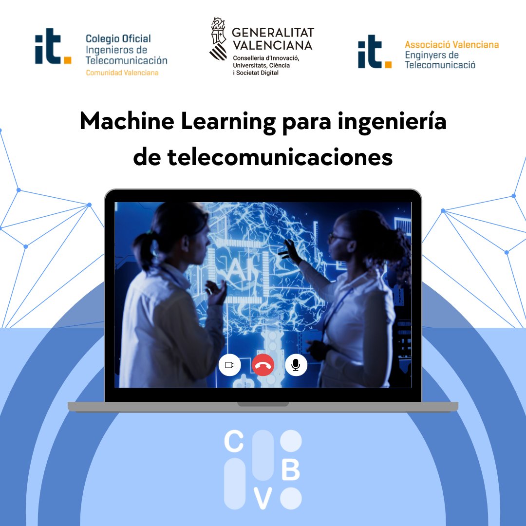 📢 ¡No te pierdas esta oportunidad única! 

💻 Curso: Machine Learning para ingeniería de telecomunicaciones
📅 Fechas: 2, 3, 4, 7 y 8 de octubre 
🕘 Horario: de 9:00 a 14:00

#Formación #MachineLearning #Telecomunicaciones #Innovación #CVBLab #COITCV #AVIT #IA