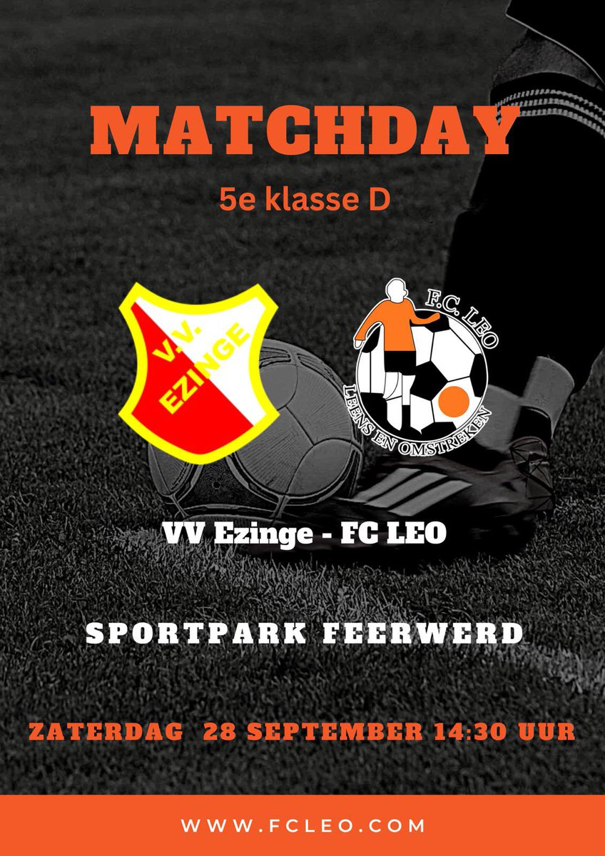 FCLEOLeens's tweet photo. Weer een mooi affiche voor FC Leo! Zowel het eerste als het tweede spelen in Ezinge morgen! Het tweede trapt om 13 uur af! #fcleo https://t.co/JKGbTLSj1C