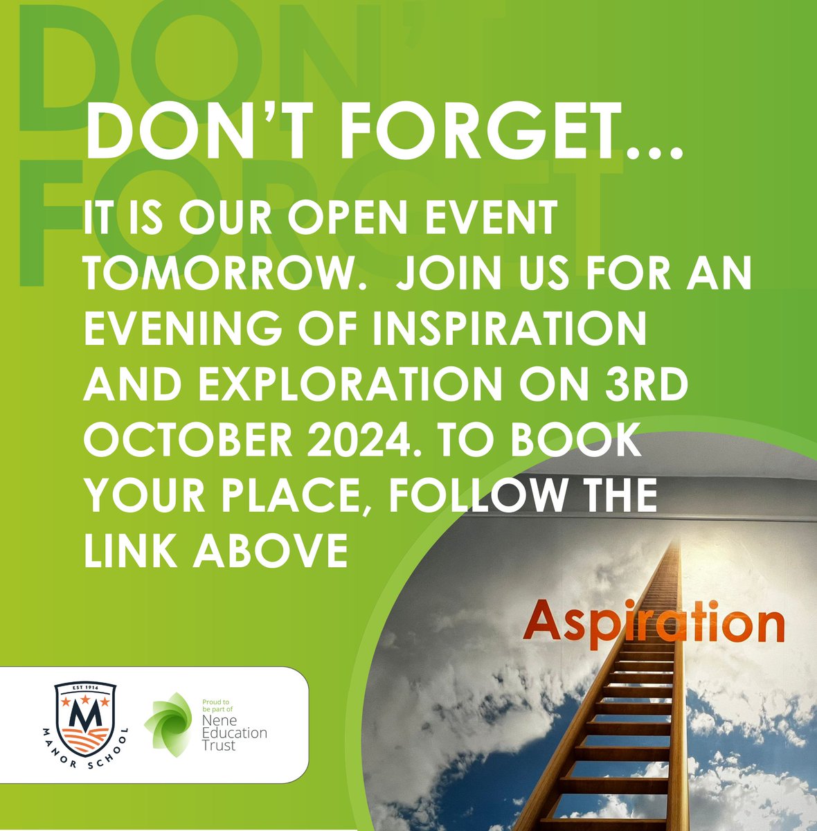 Manor_School's tweet photo. Join us tomorrow for our Open Event.
To book your place, please go to our website https://t.co/SwVxnYb4m7 and follow the link. #ManorTogether #Year7 #education https://t.co/WS8gL9EdKU