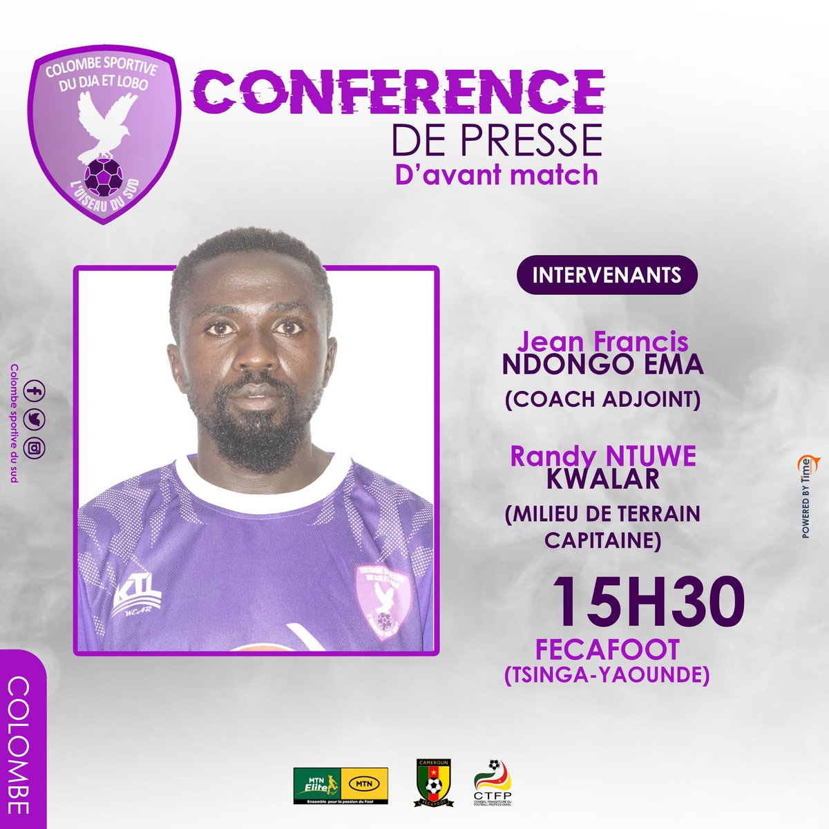À quelques heures du coup d'envoi de la finale du Cameroun, les médias recevront le Coach Ndongo Ema  du mythique club du Sud <a href="/ColombeDja/">COLOMBE SPORTIVE DU SUD 🕊️🇨🇲</a>  en conférence de presse d'avant match.