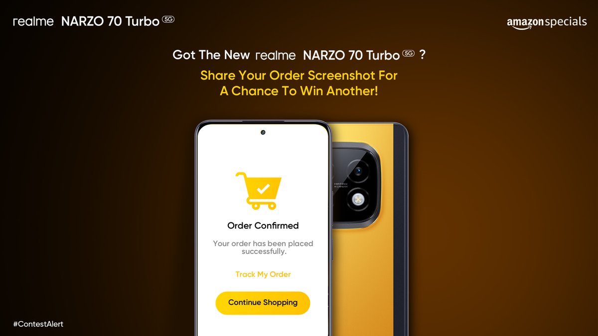#ContestAlert

If you’ve got the new #realmeNARZO70Turbo5G, here’s your chance to win another unit of this powerhouse! All you need to do is share a screenshot of your order in the comments below.

*T&amp;C Apply: bit.ly/3NluXwV