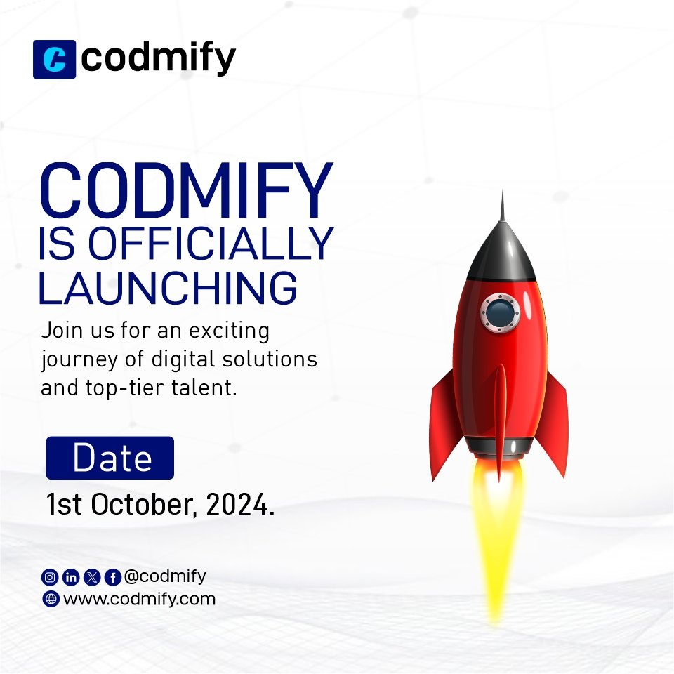 codmify's tweet photo. 🚀 Exciting News! 🚀

Codmify is launching on October 1st! 🎉

We’re connecting businesses with top developers, designers, and digital pros to solve real-world challenges. 💼 Ready for next-level solutions?

Stay tuned for updates!
#CodmifyIsComing #TechInnovation https://t.co/uLmyC8avDd