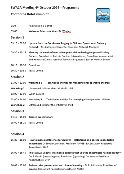 SWACA 2024- Programme attached, still some spaces available see link below for tickets. Should be a great day.