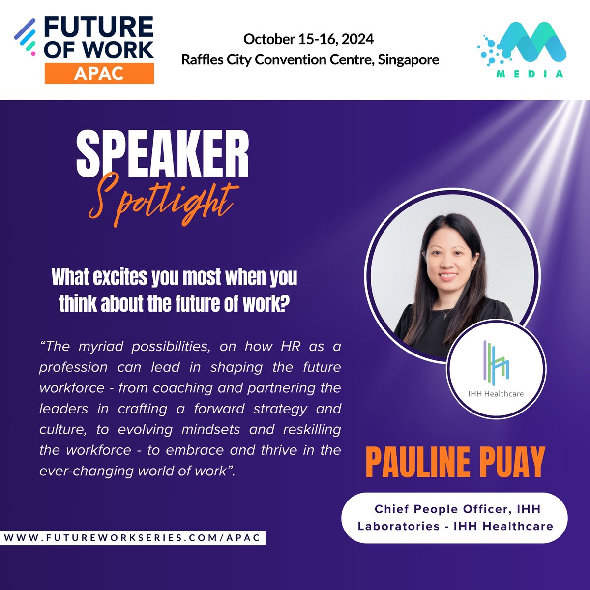 fowseries's tweet image. As we get closer to the Future of Work APAC Conference, we asked Pauline Puay, Chief People Officer, IHH Laboratories at IHH Healthcare, to share her thoughts on the future of work.

Register now: futureworkseries.com/fow-apac-pass

#FutureofWorkAPAC
#FOWAPAC