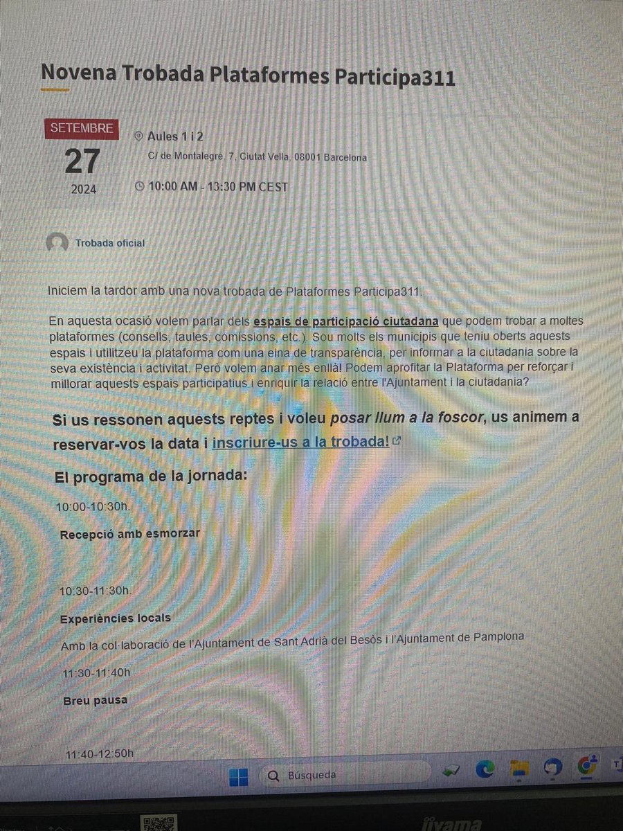 Participaciosab's tweet photo. Sant Adrià convidada a participar a la Trobada de Plataformes Participa311 organitzada per la Diputació de Barcelona, presentant la Comunitat d'Entitats SAB
@SAB @FcoVargas_ https://t.co/4I9kWtnfbF