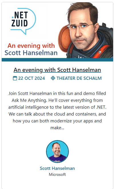 aminmsbh's tweet image. dotnetzuid.nl/events/an-even…
@shanselman 
#dotnetzuid
#dotnet #netehrlands #event