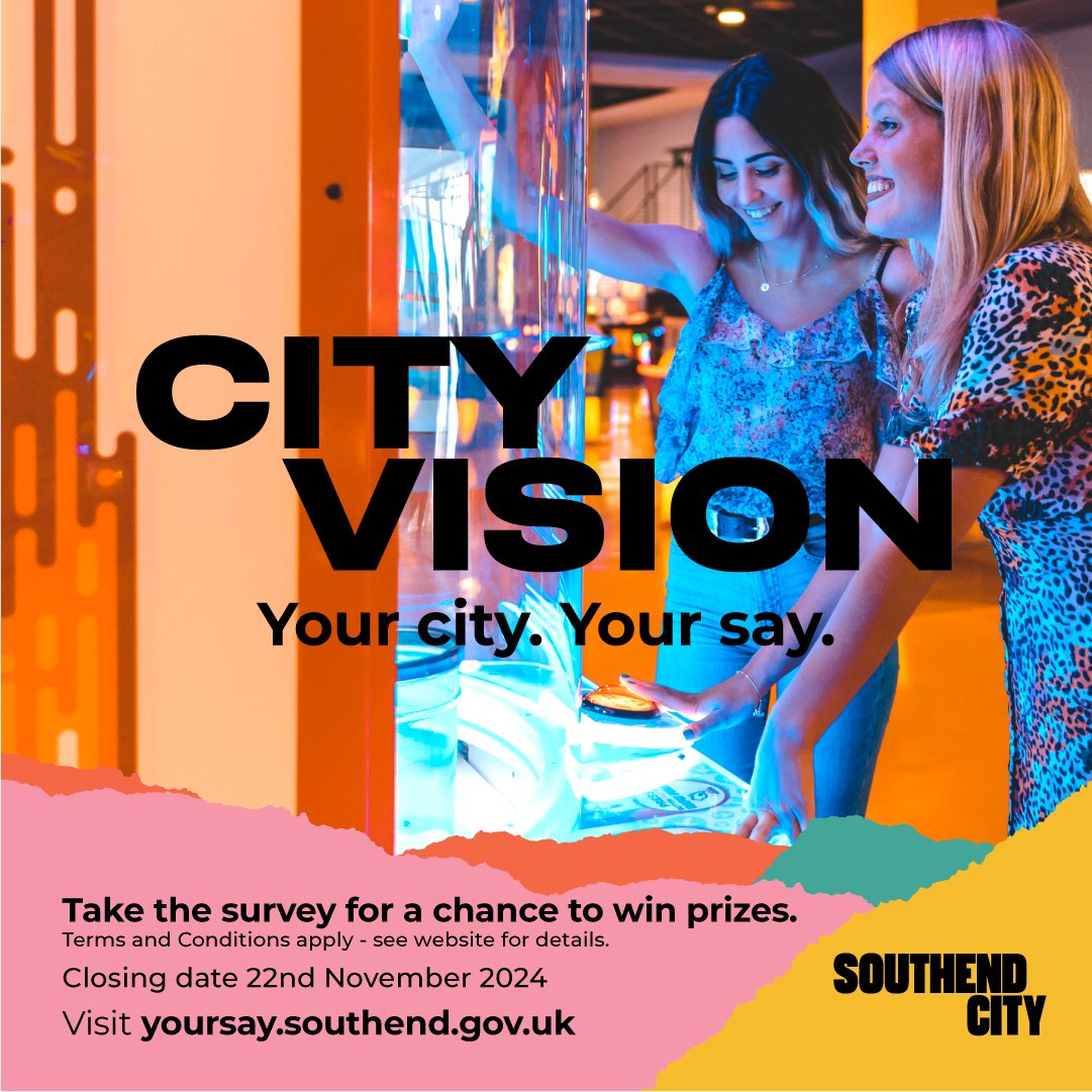 We're supporting the creation of a Southend City Vision!

Have your say on the city’s long-term vision and be in with a chance to win a prize: orlo.uk/mfF8u

More here: orlo.uk/KAjTs

<a href="/savs_southend/">SAVS</a> <a href="/SouthendTP/">Southend Tourism Partnership</a> <a href="/SouthEssexHomes/">South Essex Homes</a> <a href="/CityFamilyCIC/">City Family</a>