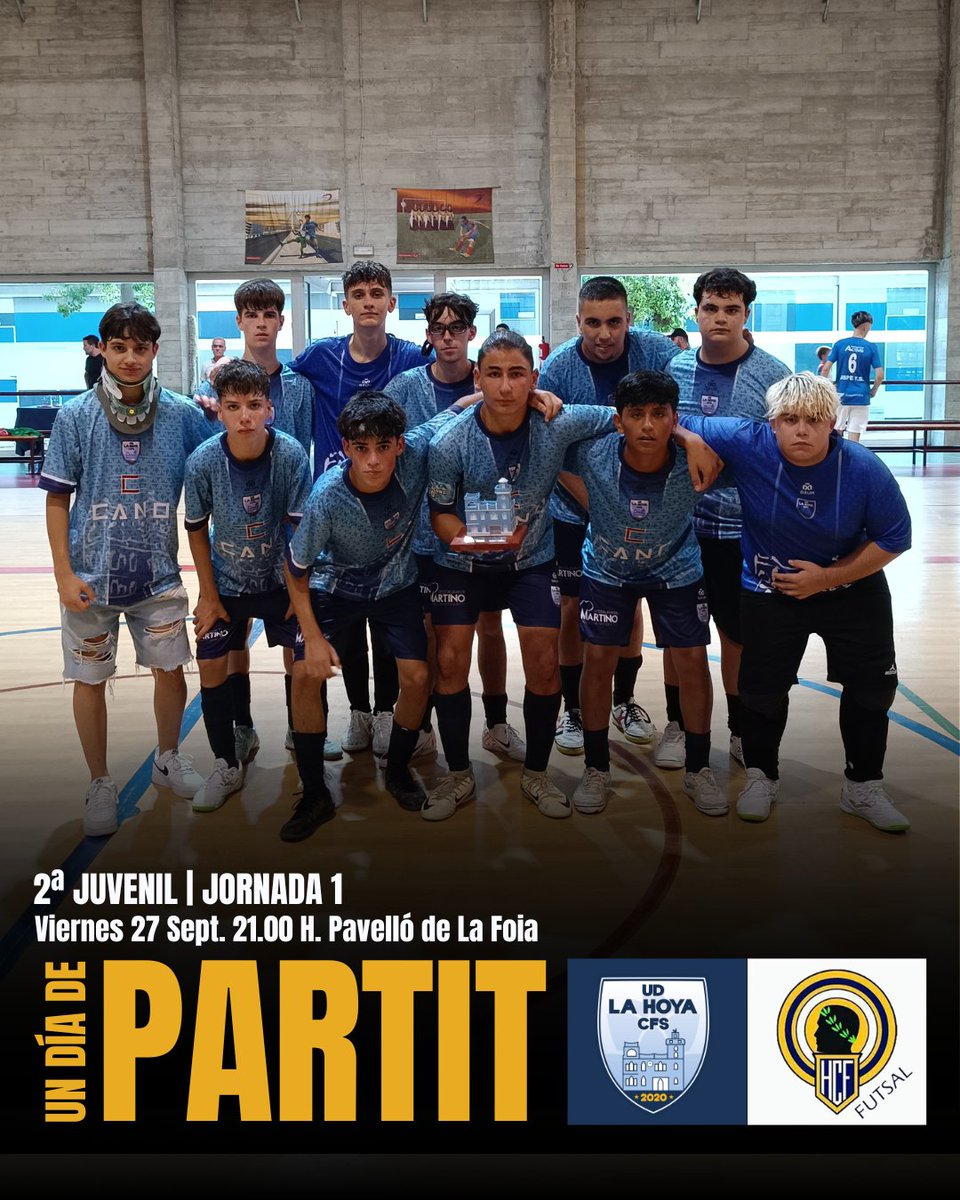 𝙐𝙉 𝘿𝙄𝘼 𝘿𝙀 𝙋𝘼𝙍𝙏𝙄𝙏 𝙅𝙐𝙑𝙀𝙉𝙄𝙇 𝗕

𝑼𝑫 𝑳𝑨 𝑯𝑶𝒀𝑨 𝑪𝑭𝑺 🆚 Hércules San Vicente FS

📆 Viernes 27.09.24
⌚ 21:00 H.
🏟️ Pavelló de La Foia 

◾𝚂𝚘𝚖 𝙻𝚊 𝙵𝚘𝚒𝚊, s𝚘𝚖 𝚄𝚗𝚒ó.
