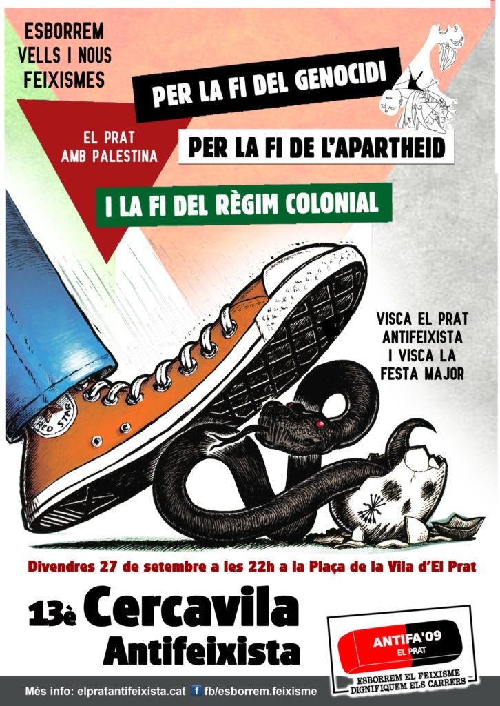 pratllibertari's tweet photo. Aquest divendres de Festa Major, convocada per Esborrem el feixisme, una cercavila recorrerà #ElPrat per reivindicar un poble sense carrers franquistes

Aquest any la cercavila posarà igualment al centre reivindicatiu la solidaritat amb el poble palestí

🔗https://t.co/jDf6finIWT https://t.co/gVls4crX4P