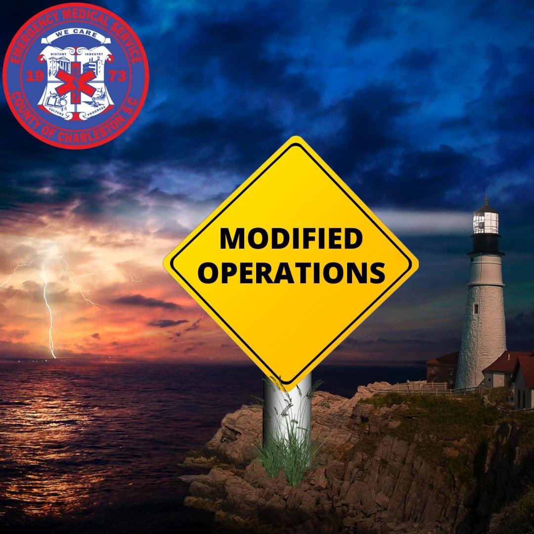 Charleston County EMS is moving to modified operations and no longer traveling over the Ravenel Bridge.  There are also many trees down across roadways in Charleston County.
#ChsNews