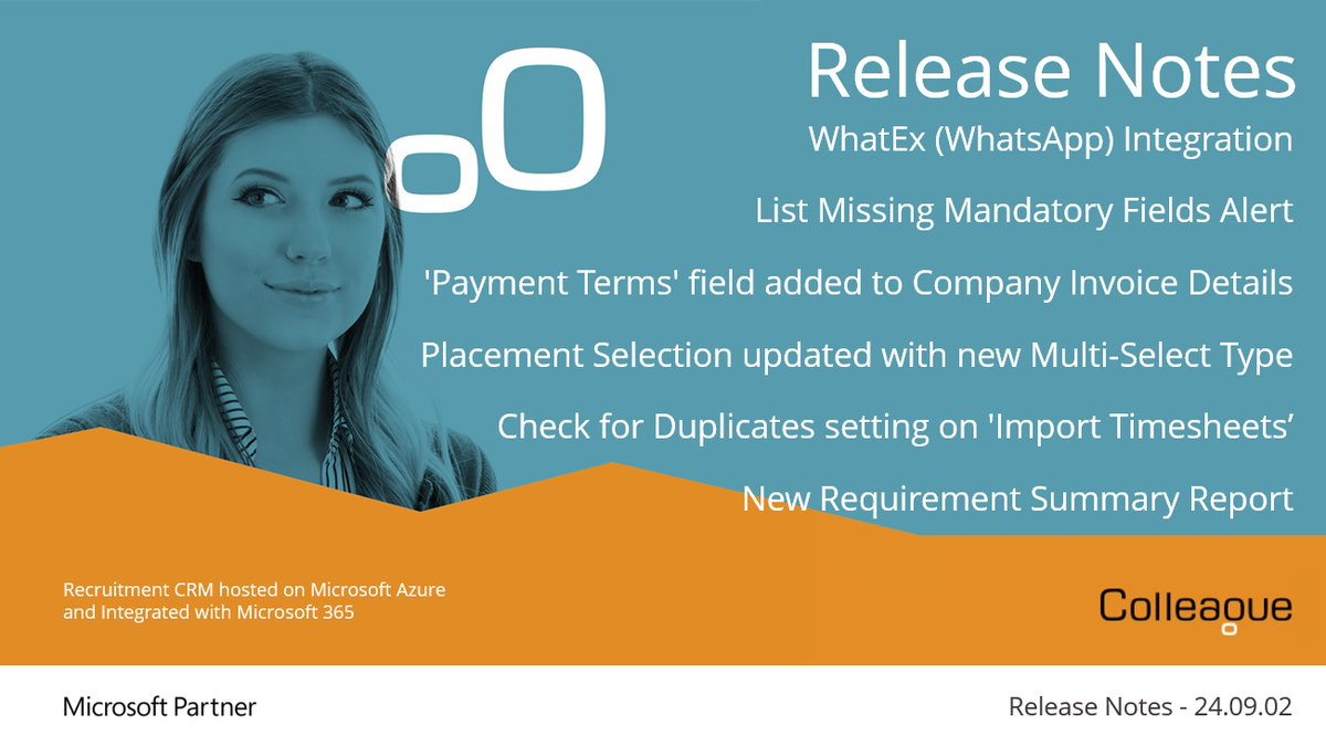 ColleagueRS's tweet photo. 24.09.02 - See our latest release notes on the new build of Colleague: https://t.co/Eik2SU0xIq #colleague #agiledevelopment #recruitmentcrm https://t.co/H0chEgAnpc
