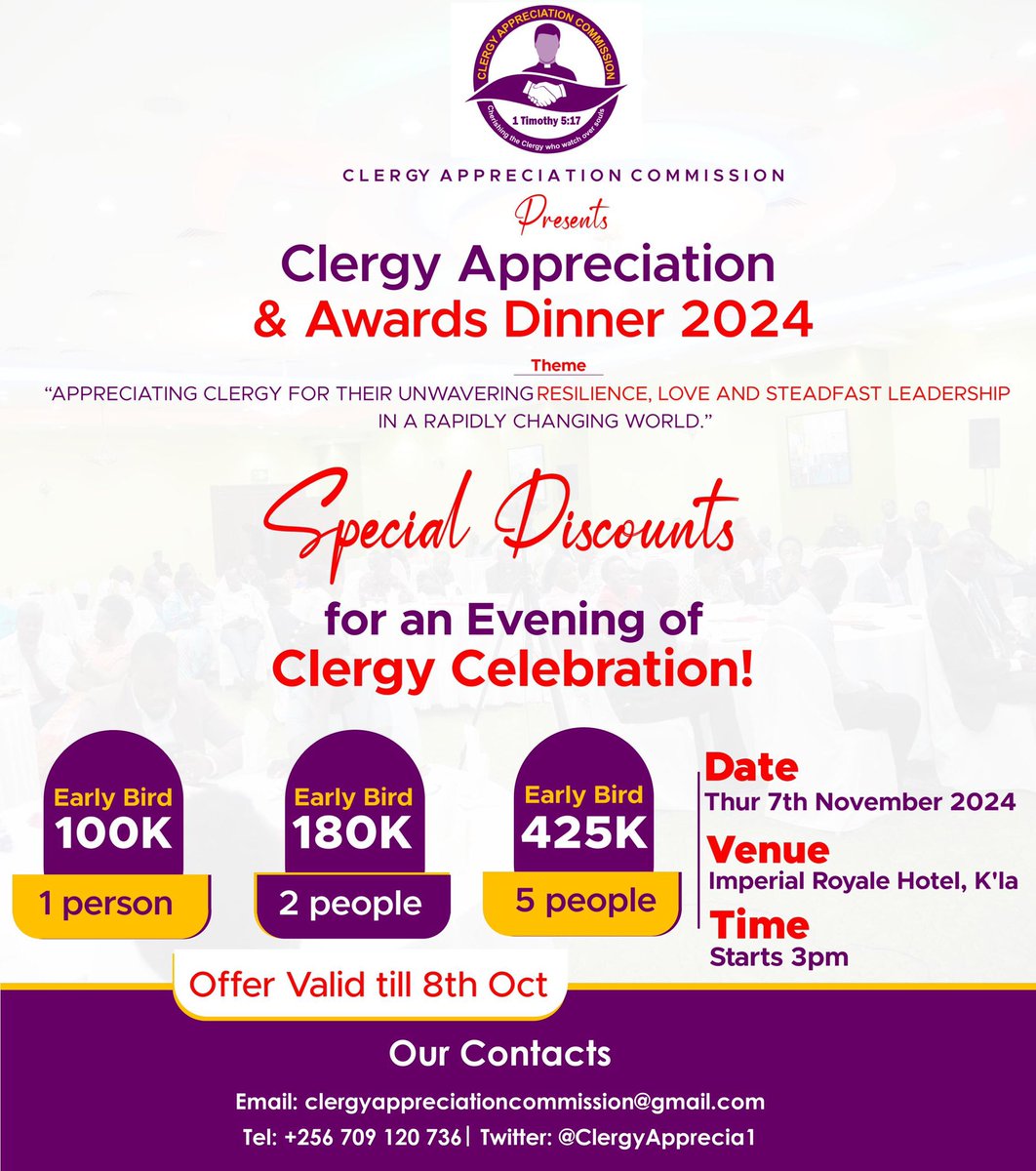 Clergy Appreciation Commission (@clergyapprecia1) on Twitter photo Plan to be part. <a href="/Online_COU/">Online Church of Uganda</a> <a href="/allsaintskla/">All Saints' Cathedral, Kampala</a> <a href="/UCUniversity/">Uganda Christian University (Official)</a> <a href="/coufamilytv/">COU Family TV</a> <a href="/UgEquityBank/">Equity Bank Uganda</a> <a href="/diocese_kampala/">Diocese of Kampala</a> <a href="/BibleSocietyUg/">The Bible Society of Uganda</a> <a href="/LwezaC/">Lweza Training and Conference Centre</a> <a href="/Abuniwaa/">Abraham Niwagaba</a> <a href="/RichardMulindw2/">Rev.Dr. Richard Mulindwa</a> <a href="/Prof_Kitayimbwa/">Rev. Prof. John Kitayimbwa</a> <a href="/Rev_Dr_LidyKitz/">Rev. Dr. Lydia Nsaale Kitayimbwa aka Digital Mama</a> <a href="/OzzyOsbornUg/">Ozzy Osborn Karobwa</a> <a href="/ClareKanyesige/">Keleya★</a> <a href="/MagambaRichard/">ERASTO</a> <a href="/Kosea_Abaho/">Kosea Abaho</a> Plan to be part. <a href="/Online_COU/">Online Church of Uganda</a> <a href="/allsaintskla/">All Saints' Cathedral, Kampala</a> <a href="/UCUniversity/">Uganda Christian University (Official)</a> <a href="/coufamilytv/">COU Family TV</a> <a href="/UgEquityBank/">Equity Bank Uganda</a> <a href="/diocese_kampala/">Diocese of Kampala</a> <a href="/BibleSocietyUg/">The Bible Society of Uganda</a> <a href="/LwezaC/">Lweza Training and Conference Centre</a> <a href="/Abuniwaa/">Abraham Niwagaba</a> <a href="/RichardMulindw2/">Rev.Dr. Richard Mulindwa</a> <a href="/Prof_Kitayimbwa/">Rev. Prof. John Kitayimbwa</a> <a href="/Rev_Dr_LidyKitz/">Rev. Dr. Lydia Nsaale Kitayimbwa aka Digital Mama</a> <a href="/OzzyOsbornUg/">Ozzy Osborn Karobwa</a> <a href="/ClareKanyesige/">Keleya★</a> <a href="/MagambaRichard/">ERASTO</a> <a href="/Kosea_Abaho/">Kosea Abaho</a>