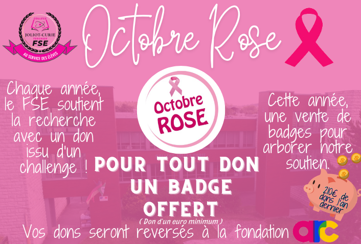 PerdirJBerna's tweet photo. Le collège #JoliotCurie #Tergnier soutient #Octobrerose
@AcAmiens
@DSDEN_Aisne
#IFJC @FondationARC https://t.co/BNWuUNygQe