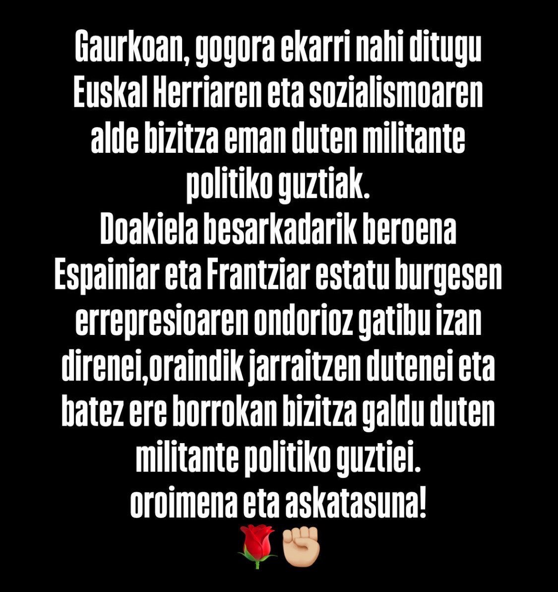 HerriNorte1982's tweet photo. Oroimena eta askatasuna https://t.co/EtyWE4tNDk