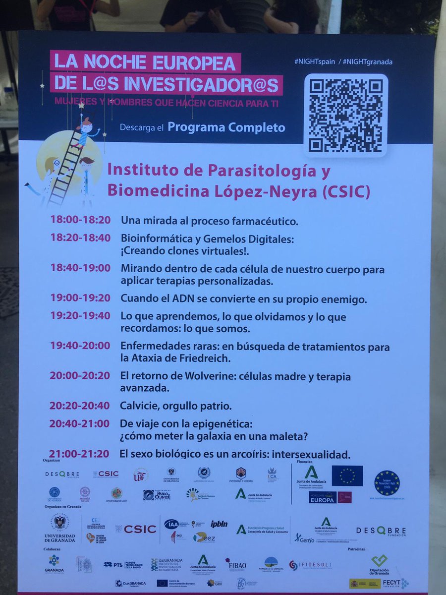 ¡El Plan Complementario participa en la Noche Europea de l@s Investigador@s! #NIGHTspain

 👀 ¡No te pierdas las charlas de esta tarde! 👇

#plancomplementario
#andaluciabiotecsalud
#biotecnologiaysalud
#PERTESalud