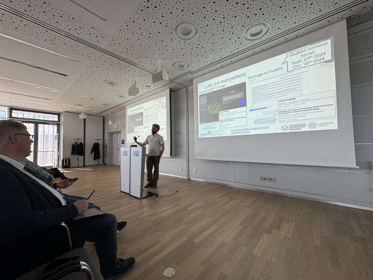 ChristophSaffer's tweet image. Great talk by @haesleinhuepf about Large Language Models for Bio-image analysis at the #IbSB2024 organized by @AppSysBio!

As LLMs are everywhere, the main human task becomes verifying #LLM outputs rather than creating. Also, progress happens so fast, when will this saturate?