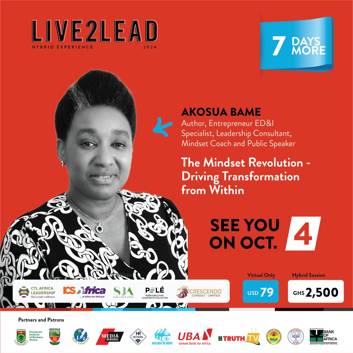 Live2Lead_Gh's tweet photo. How we see ourselves shapes the life we create because our mindset is the key to lasting transformation.
Click on the link to register for Live2lead Ghana at https://t.co/HkFKni7CdZ or call/Whatsapp us on 0556667718

#beintheroom #Live2lead #live2leadghana #transformation https://t.co/PAIa860Yd1