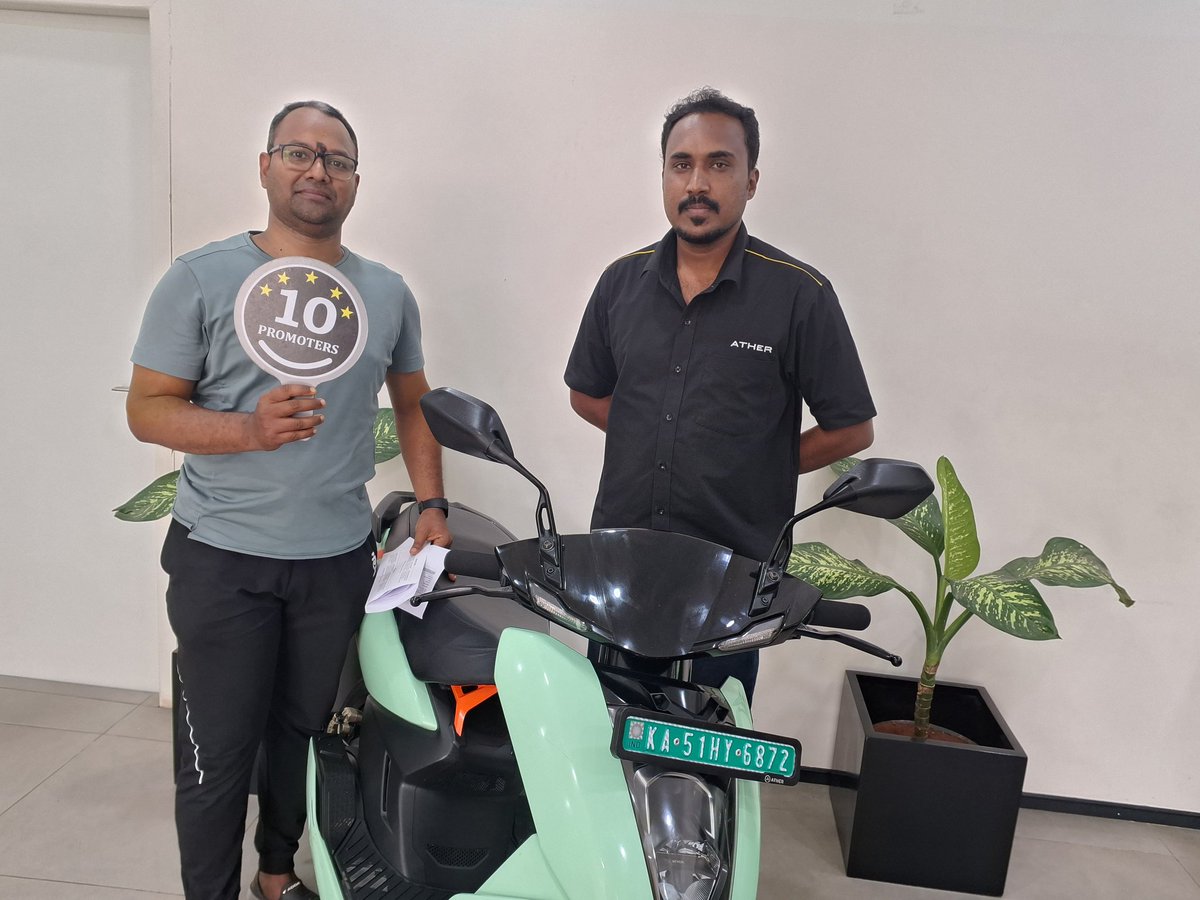 Reach_Sara1's tweet photo. @atherenergy @tarunsmehta 
Excellent experience of servicing at JP Nagar Ather. Mr.Deepak helped me a lot in dealing with all the issues of my Ather. Highly recommended this service shop for great service. https://t.co/V6wB1zCwWZ