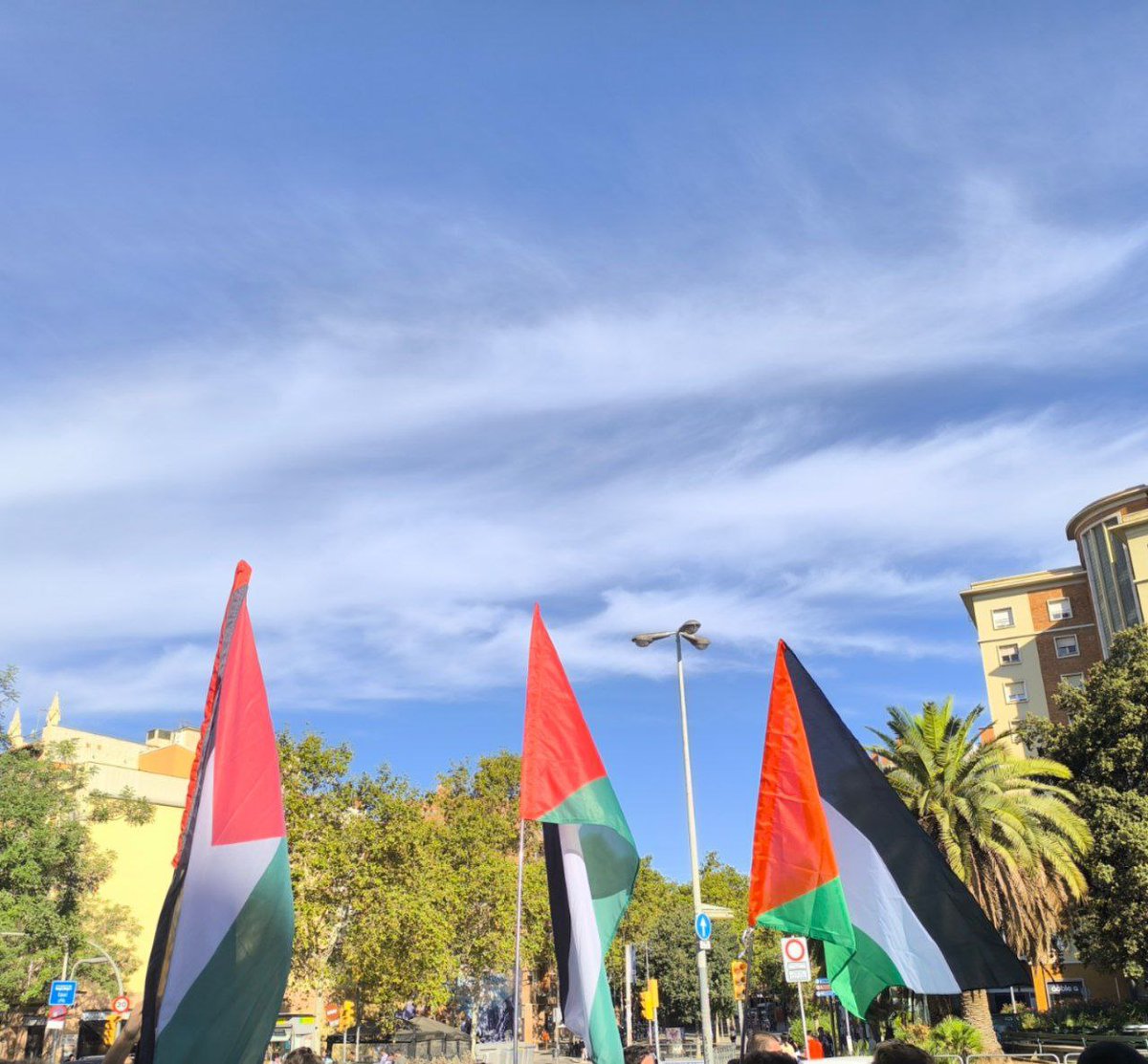 HeuraNegraVKK's tweet photo. Molts barris ja s'han sumat a la Vaga per Palestina! El piquet central talla la diagonal per exigir la fi del comerç d'armes amb Israel🔥
#SomInt1fada
#VagaPerPalestina
#27S https://t.co/JcTlLiPp9J