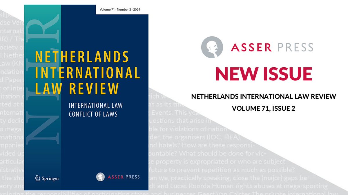 TMCAsser's tweet photo. 📚 New issue of the #NILR is out! Featuring 8 articles (2 #openaccess) on the Russia-Ukraine war's impact on #internationallaw, self-defence narratives, legal interpretations of climate change, and more.

🔗 Read here: https://t.co/v5kHxcmL51 https://t.co/dSfy1QfFOh