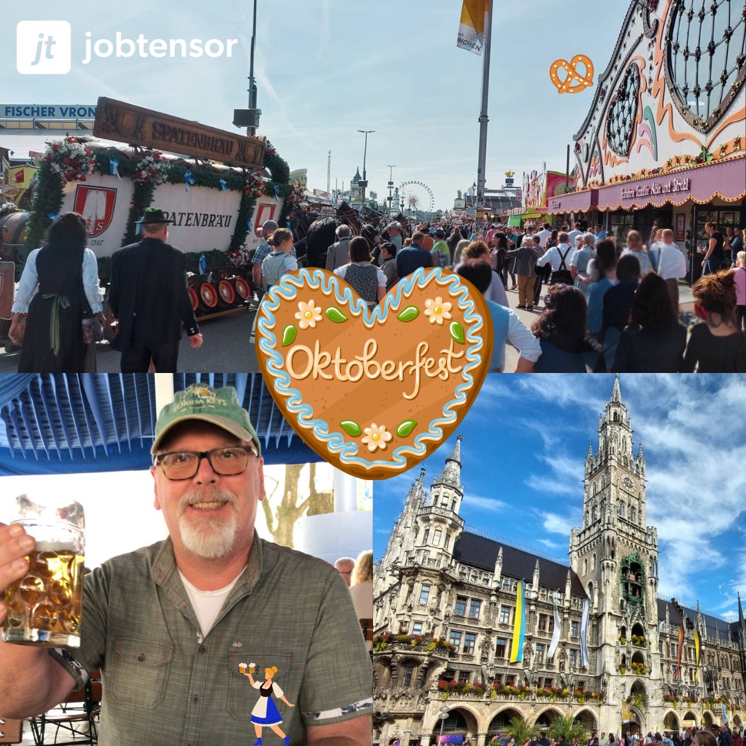 O'zapft is! 🥨
Erst die Arbeit, dann das Vergnügen!
Für Dirk ging es nach München und direkt zum Oktoberfest auf die Wiesn. 😎
Gute Meetings, Brezel und 'ne Maß Bier bei perfektem Wetter beim größten Volksfest der Welt 🥨🍻
#workhardplayharder #jobtensor #oktoberfest #münchen