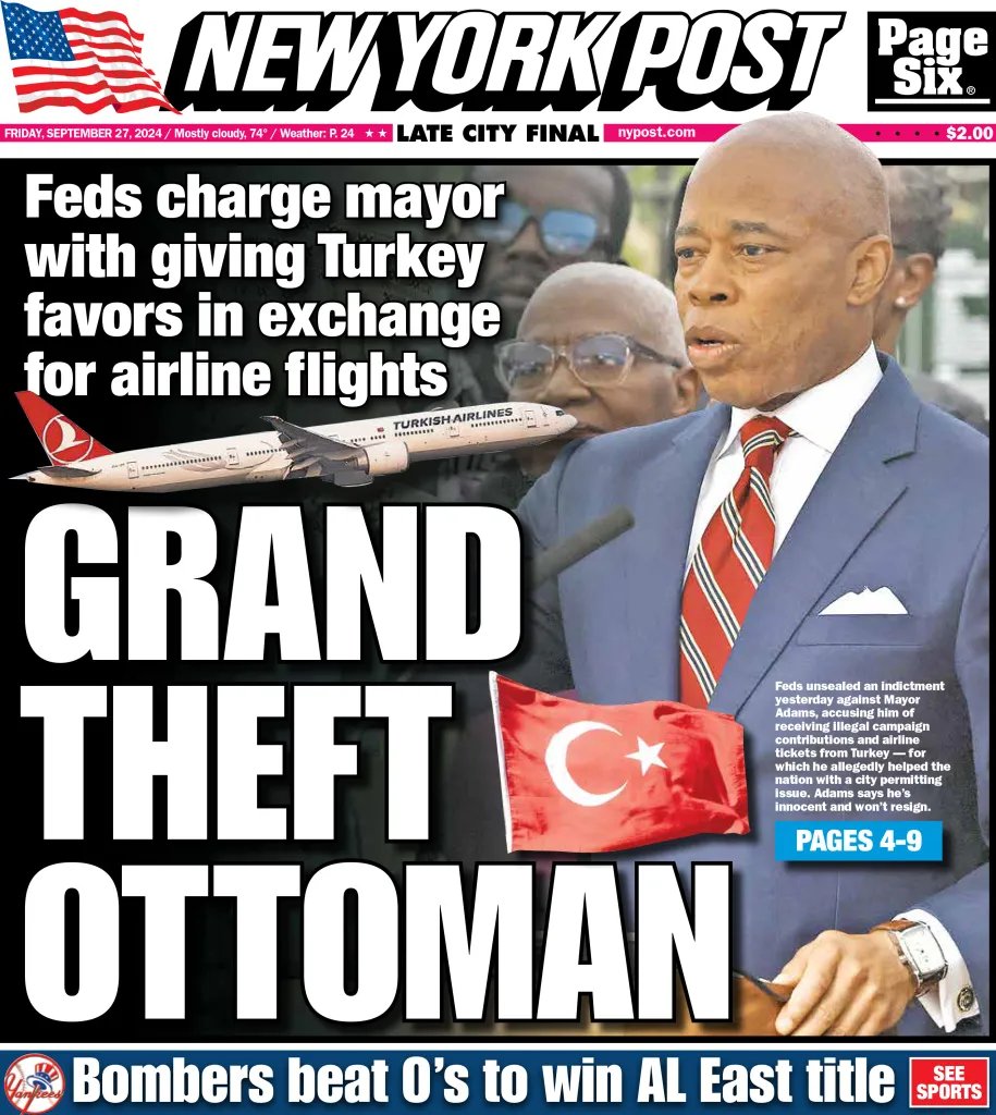 Today's cover: Inside the Turkish tower in NYC at the center of Mayor Eric Adams’ indictment  trib.al/aXV4D6Y