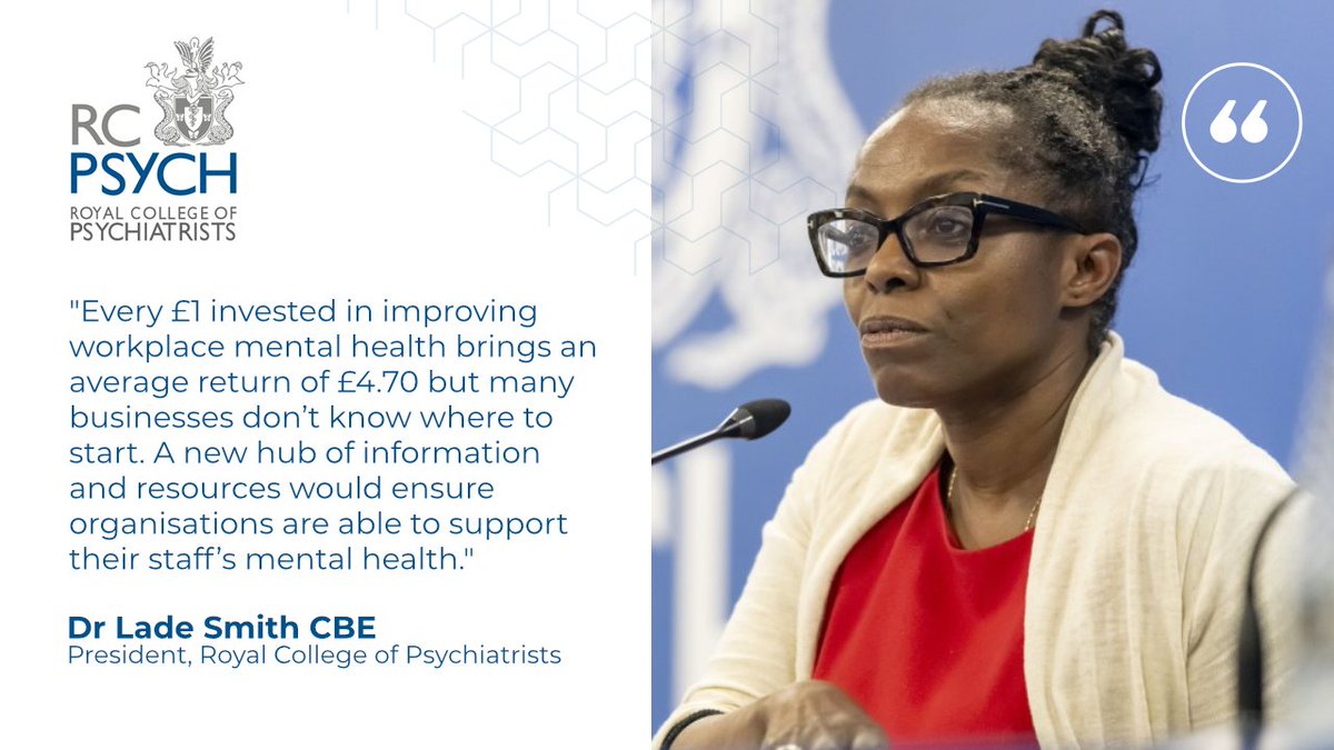 rcpsych's tweet photo. We, @SOMNews and @FOMNews are calling on the Government to establish a new UK standard for workplace mental health, supported by a new UK-wide hub of guidance. (4/4) https://t.co/w1r4Md3MO5