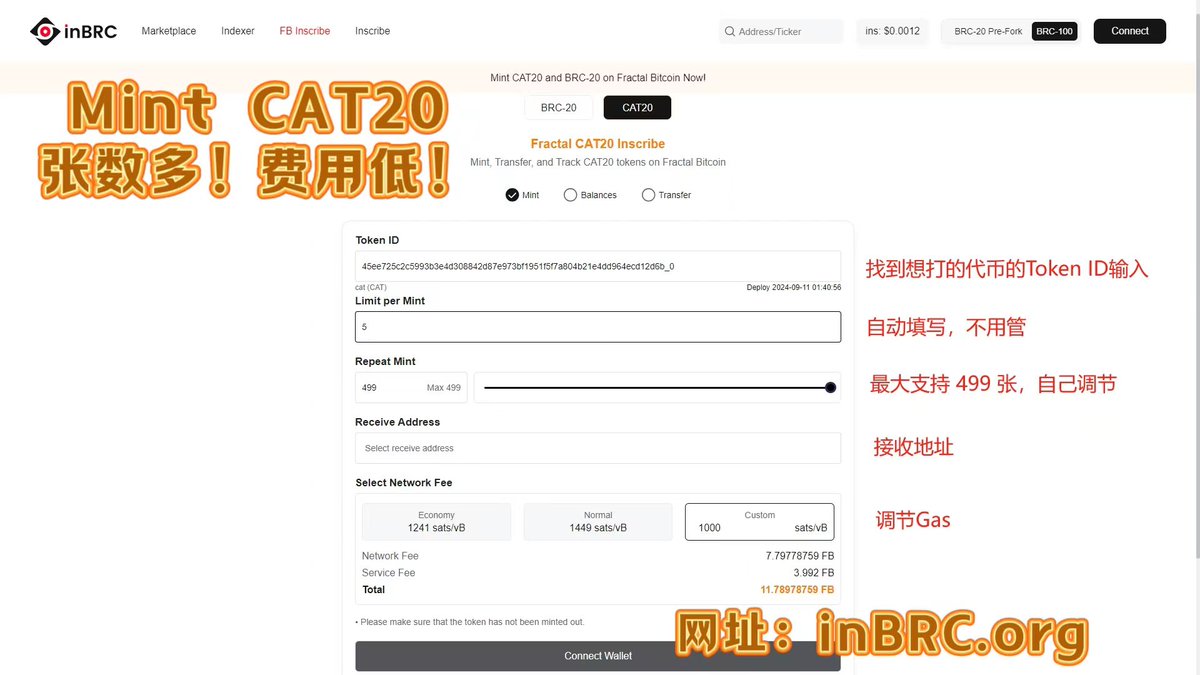 wanghebbf's tweet image. #CAT20 最强工具来袭，#inBRC @in_BRC

🔗inbrc.org/fbInscribe?pro…

1️⃣费用特便宜，服务费每张0.008 $FB
2️⃣Mint速度很快，哪怕是mint几百张也是
3️⃣支持最大一次mint 499张，不影响速度
4️⃣安全快速，不用托管私钥，还能查询代币余额
5️⃣transfer 转移也显示了，即将上线…