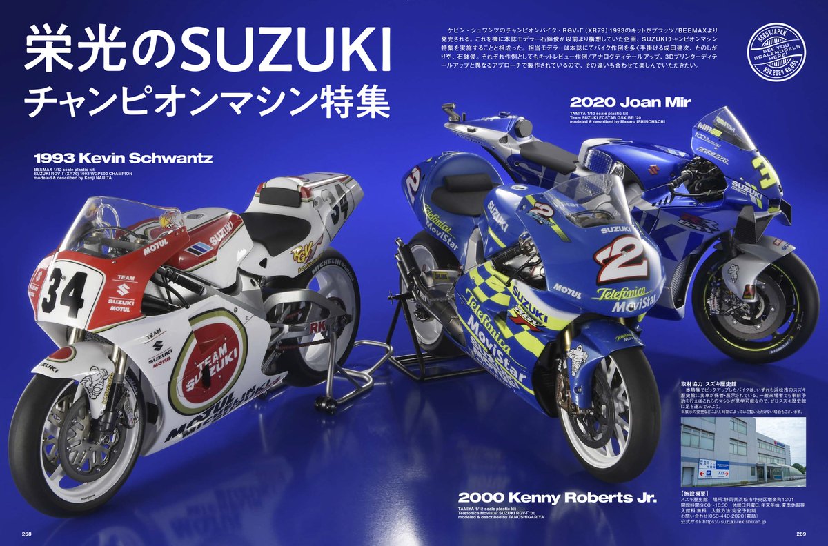 月刊ホビージャパン11月号では、久しぶりのバイク模型小特集「SUZUKI