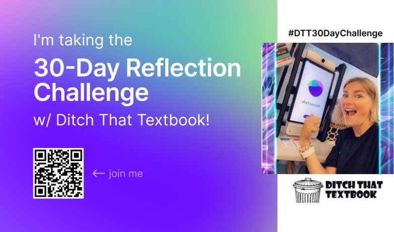 MrsHayesfam's tweet photo. Little late but excited to begin the 30 day reflection challenge! My 2nd grade fam loves reflecting & I need to make time to reflect too! Practice what I teachπ
Have you reflected today?
#DTT30DayChallenge @MirrorTalkAI @DitchThatTxtbk @swivl https://t.co/5AY6IbgcxU
