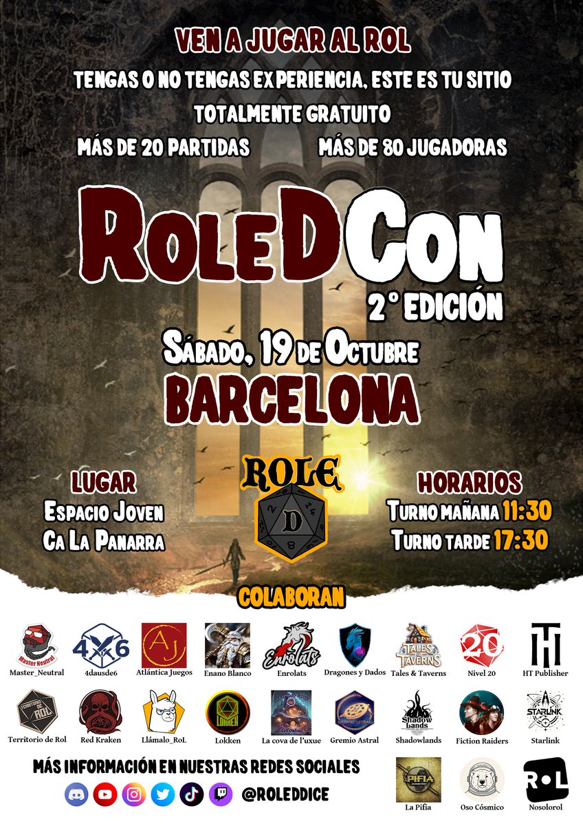 Esta tarde a las 20:00 voy a estar en directo cuando se abran las inscripciones para algunas mesas extras para el EVENTO DE BARCELONA el 19 de Octubre. 
Así que estad atentos, porque las plazas vuelan