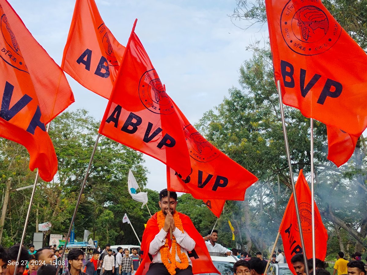 ABVPVoice's tweet photo. Heartiest congratulations to #ABVP's Presidential candidate Manash Pratim Kalita, on winning Gauhati University's PGSU elections. This marks the beginning of a new era in Assam's student leadership and signals a shift in campus dynamics with the faith of students in ABVP. 

ABVP’s leadership will bring a focus on nationalistic and development-oriented issues, potentially reshaping student activism in the Northeast.

This is a victory of every student and karyakarta! Students’ Power Nation’s Power.