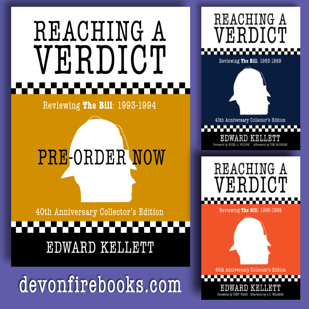olivercrocker's tweet image. To celebrate #TheBill 40th anniversary, I'm delighted to announce the third #ReachingAVerdict book! 📖
Edward Kellett investigates iconic episodes from #PunchDrunk to #TheShortStraw and how the series adapted to three broadcasts a week! 📺
Pre-order now devonfirebooks.com 🚔