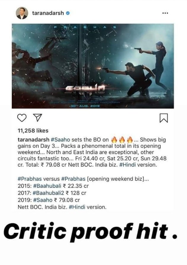 Bhairava30's tweet photo. Paid Reviews ki Hatred Reviews Ki Musalodu manchi Famous,

Thatha 1.5 Rating ni 2019 lo okadu kukkani Kottinatu koti Vadike BO Range anto Chupinchad e musalodikii...😂😂
#CriticProof #Prabhas https://t.co/fp4OJJSBAq