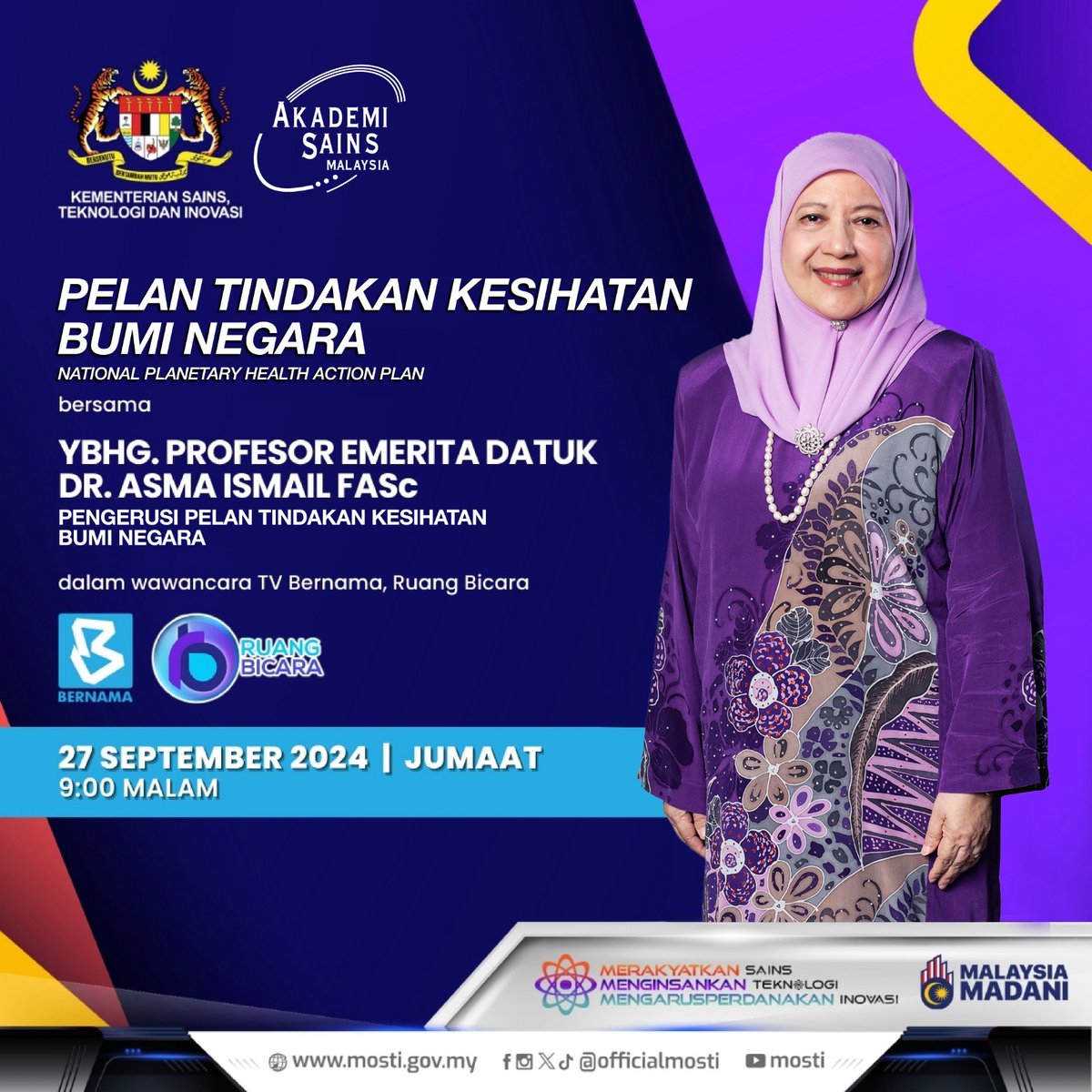 𝐃𝐄𝐍𝐆𝐀𝐑𝐊𝐀𝐍 𝐖𝐀𝐖𝐀𝐍𝐂𝐀𝐑𝐀 𝐓𝐕 𝐁𝐄𝐑𝐒𝐀𝐌𝐀 𝐀𝐂𝐀𝐃𝐄𝐌𝐈𝐂𝐈𝐀𝐍 𝐏𝐑𝐎𝐅𝐄𝐒𝐎𝐑 𝐄𝐌𝐄𝐑𝐈𝐓𝐀 𝐃𝐀𝐓𝐔𝐊 𝐃𝐑 𝐀𝐒𝐌𝐀 𝐈𝐒𝐌𝐀𝐈𝐋 𝐅𝐀𝐒𝐜

Saksikan temu bual bersama Academician Profesor Emerita Datuk Dr Asma Ismail FASc, Pengerusi Pelan Tindakan Kesihatan