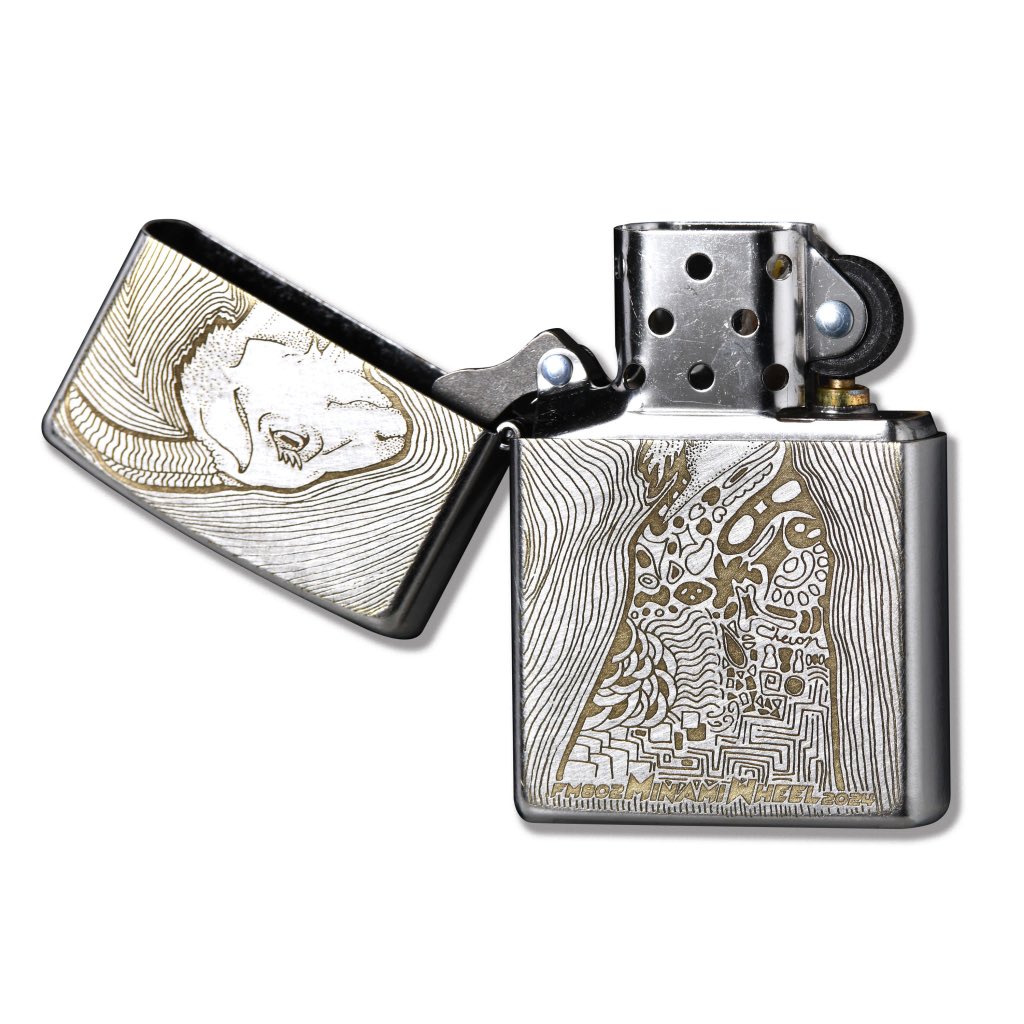 まゆちゃん描き下ろしのデザインの ミナホのZIPPOの受注の告知のやつ