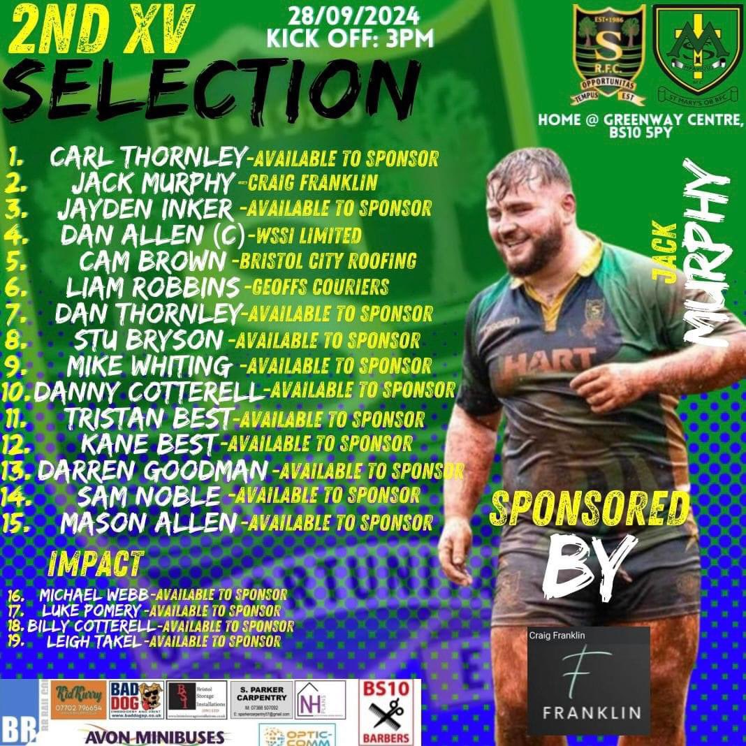 Southmeadrfc's tweet photo. Here are the 2 sides selected to play @SMOBRUGBY tomorrow, both games kick off at 3 at Greenway.
We will be playing St Maryโs for the Geoff Williams Memorial Trophy, live music afterwards from โElevationโ
Get along and cheer on the lads.
COTM https://t.co/D0V3I87elt