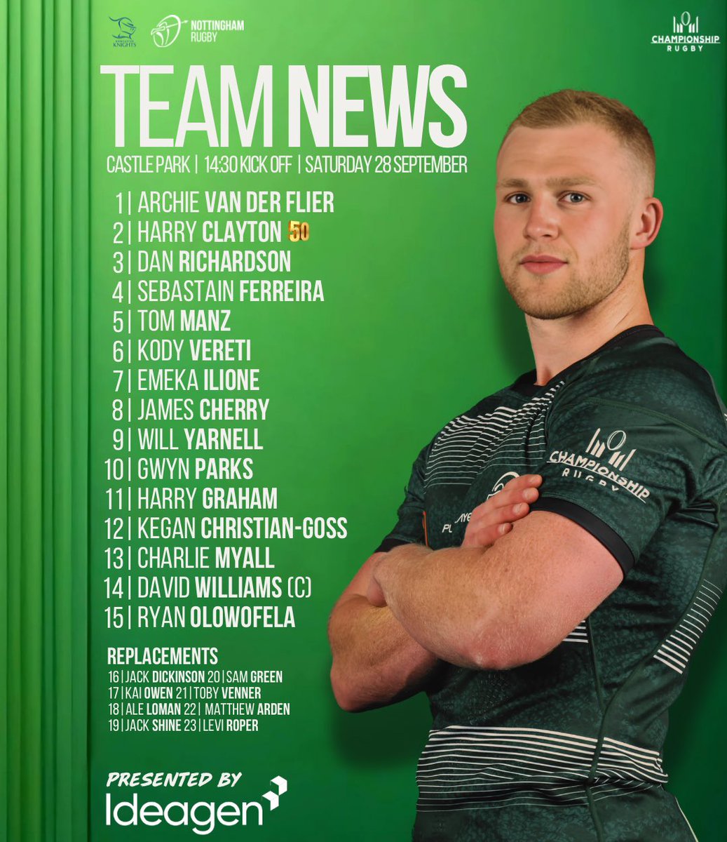 𝐓𝐄𝐀𝐌 𝐍𝐄𝐖𝐒 🏹

Our squad for tomorrow’s clash with <a href="/DoncasterKnight/">Doncaster Knights 🏉</a> 

#COYA