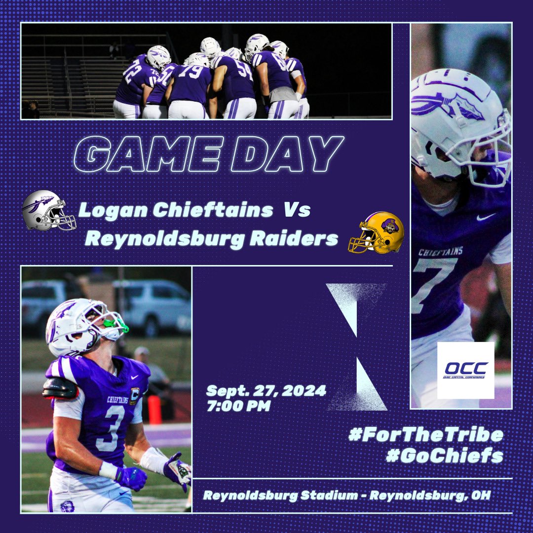 logan_football's tweet image. It’s #GameDay, #ChieftainNation!

When: 7:00
Where: Reynoldsburg Stadium, Reynoldsburg, OH
📻: 98.3 WLGN and streaming

#gochiefs #forthetribe #fivestones